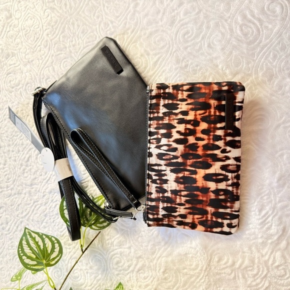 Tahari Handbags - Tahari Black & Animal Print Crossbody Bag NWT
